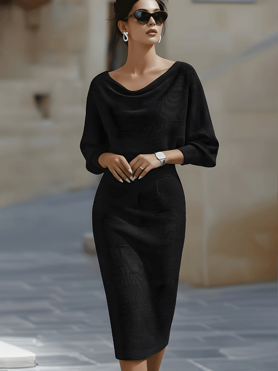 Violet & Grace | White Draped Batwing Midi Dress