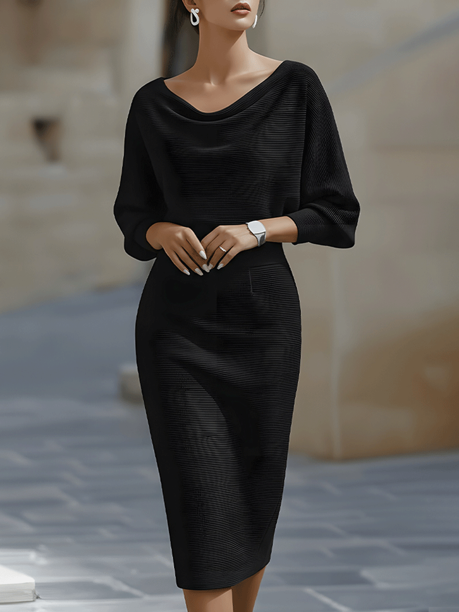 Violet & Grace | White Draped Batwing Midi Dress
