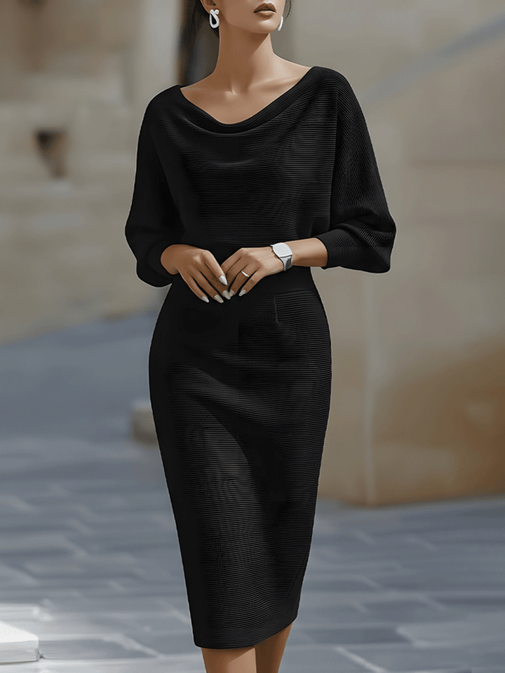Violet & Grace | White Draped Batwing Midi Dress