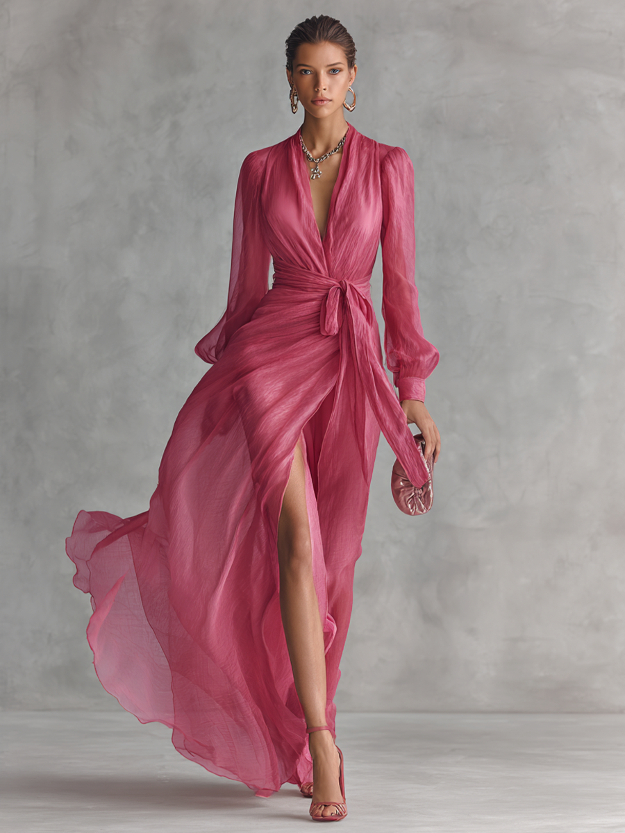 Valentine | Delicate Chiffon V-Neck Dress