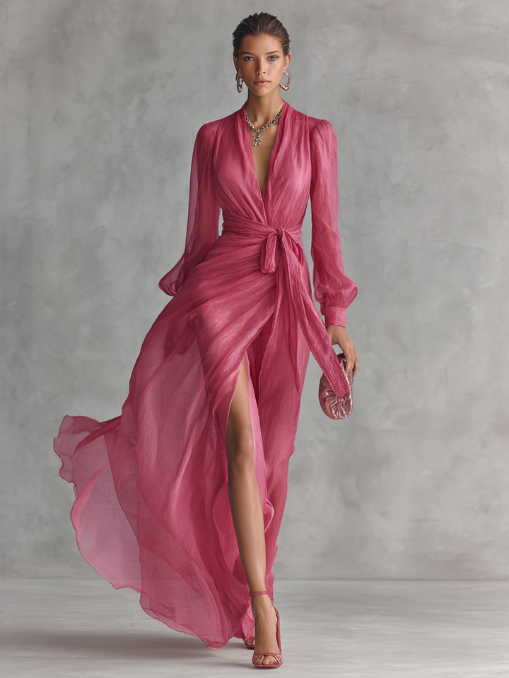 Valentine | Delicate Chiffon V-Neck Dress