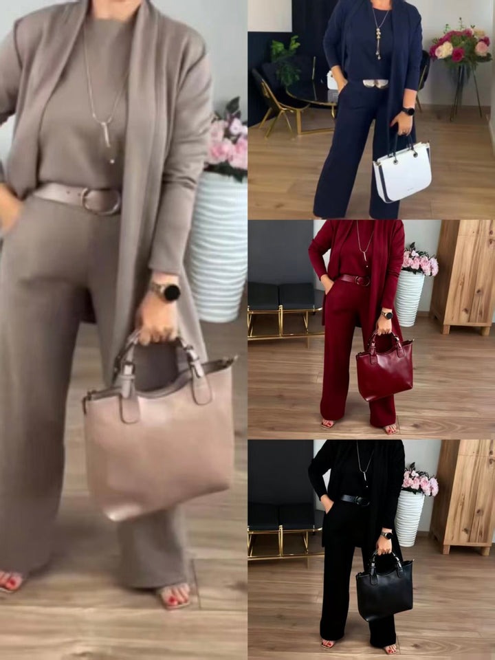 Erisandra™ | Elegant 3-Piece Long Cardigan Set