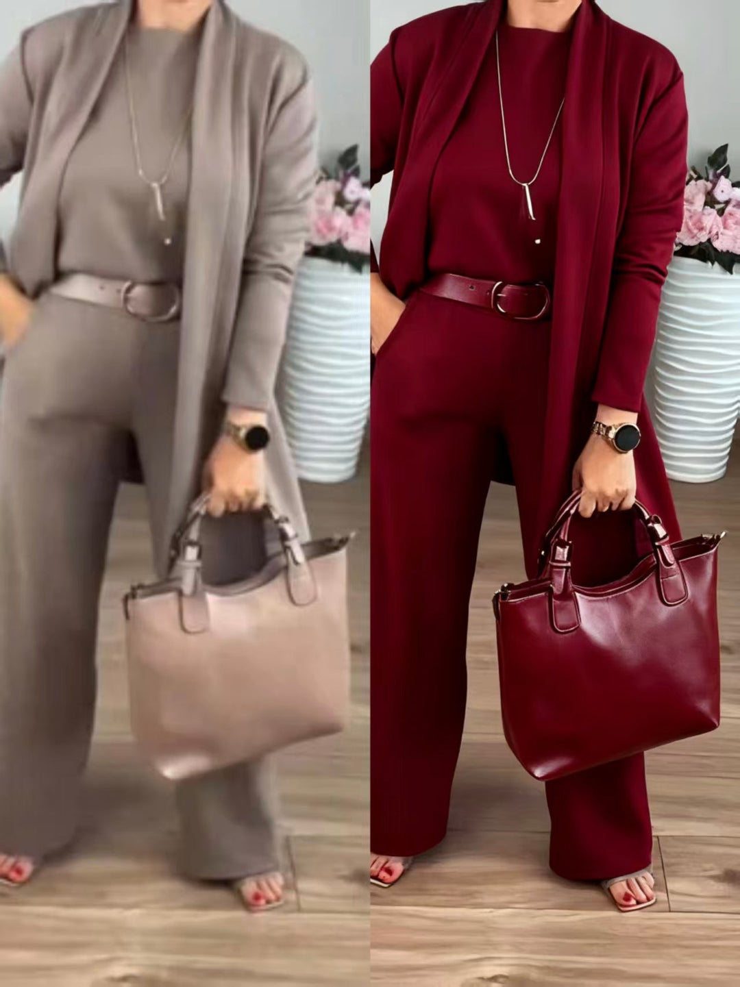 Erisandra™ | Elegant 3-Piece Long Cardigan Set