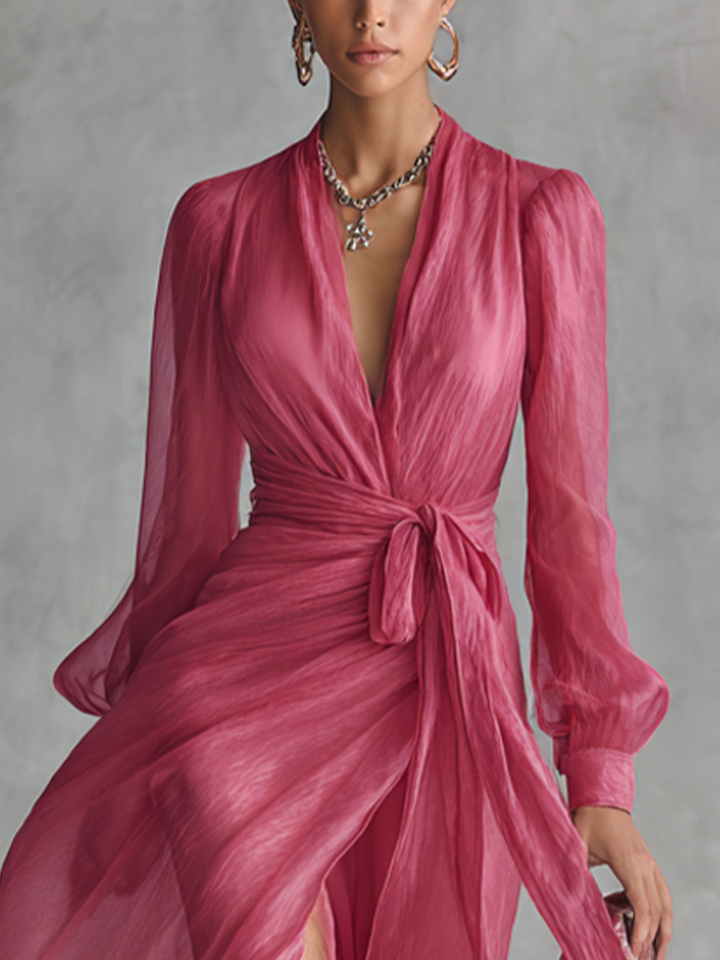 Valentine | Delicate Chiffon V-Neck Dress
