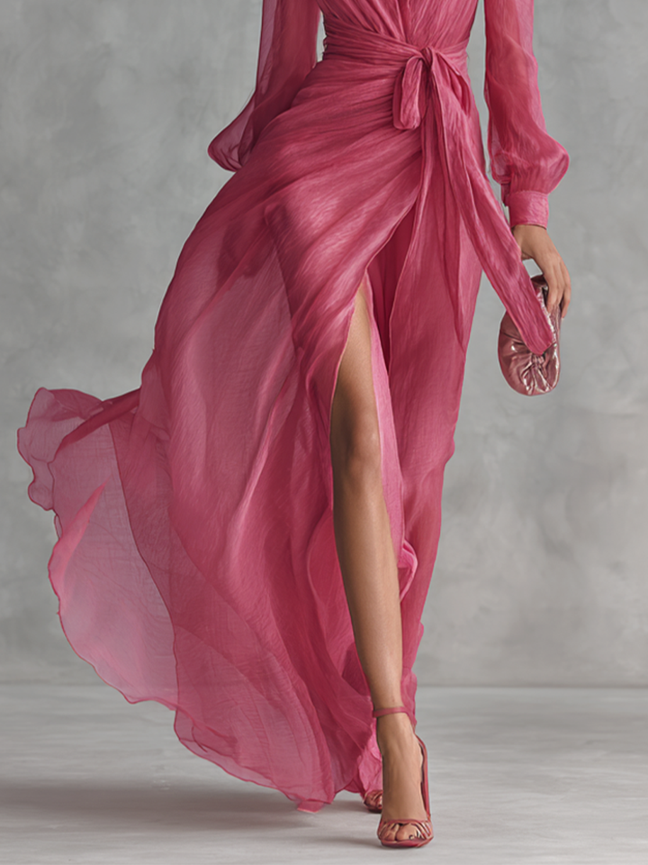 Valentine | Delicate Chiffon V-Neck Dress