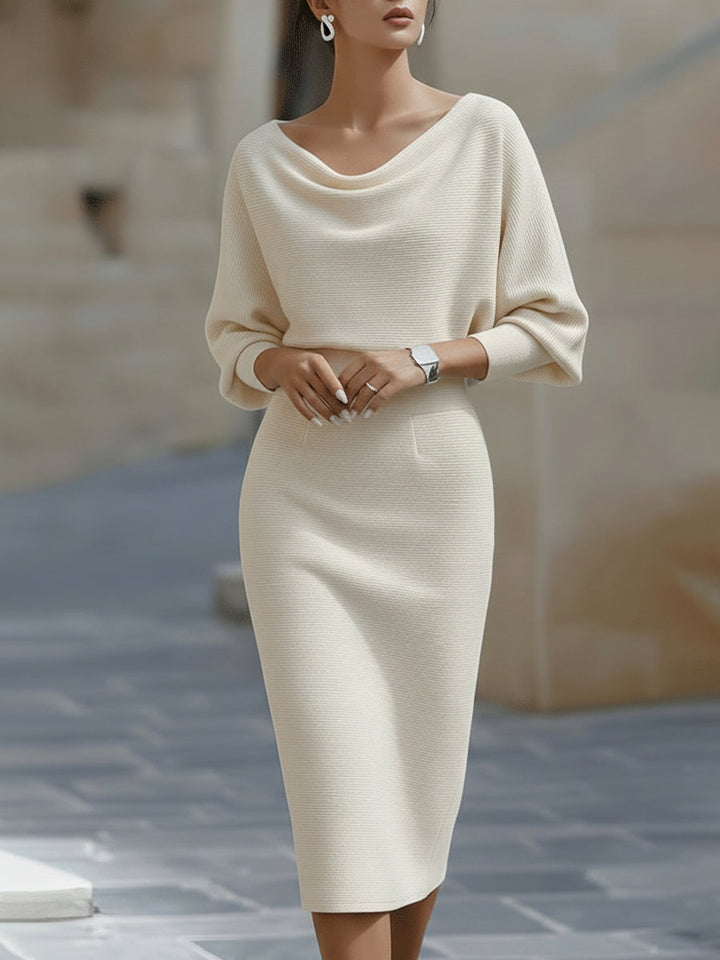 Violet & Grace | White Draped Batwing Midi Dress