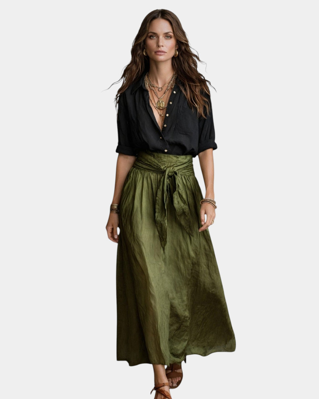 Dione™ | Midi Skirt & Black Shirt Set
