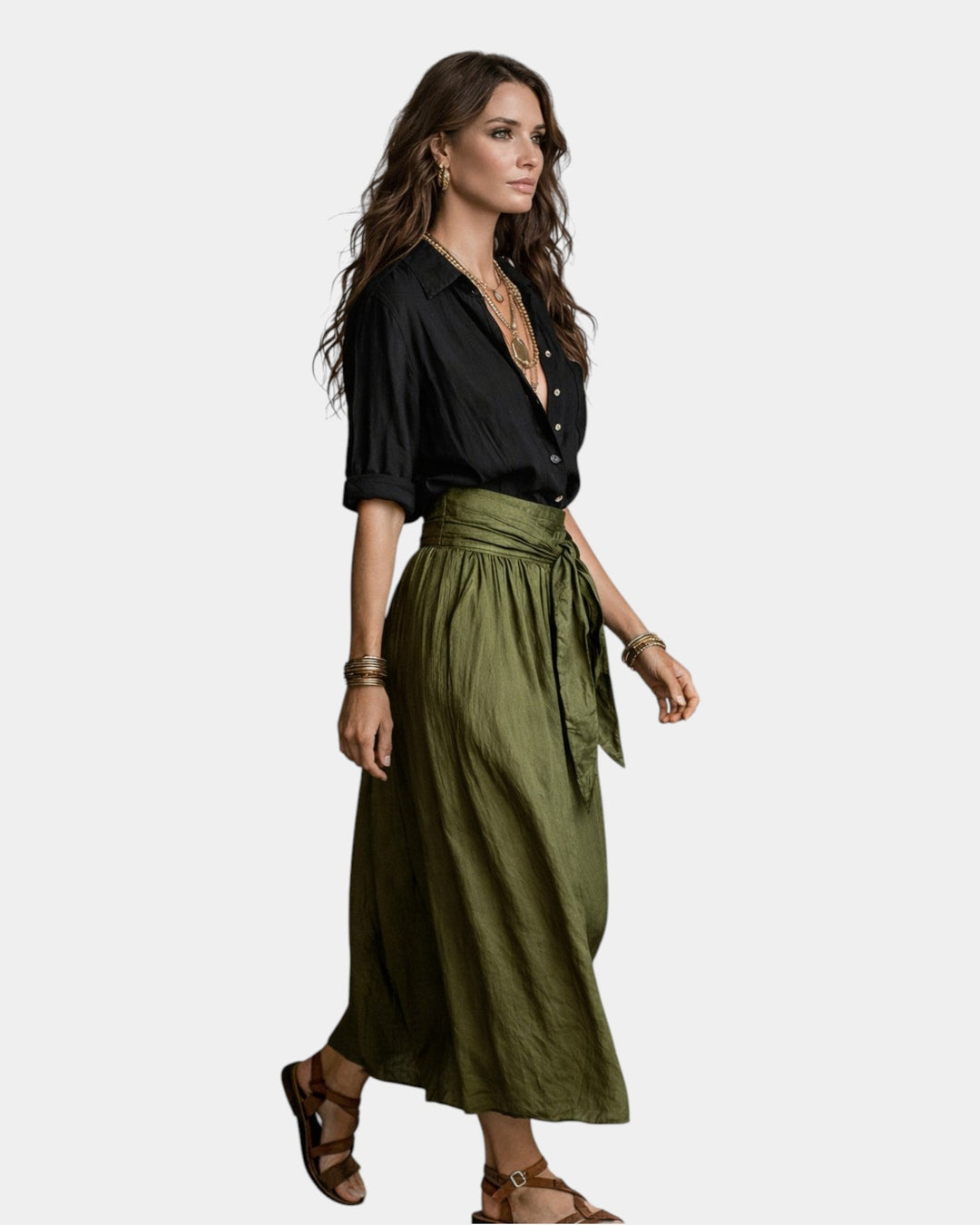Dione™ | Midi Skirt & Black Shirt Set