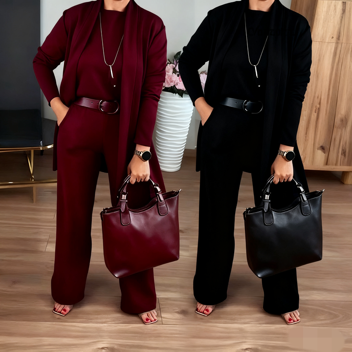 Erisandra™ | Elegant 3-Piece Long Cardigan Set