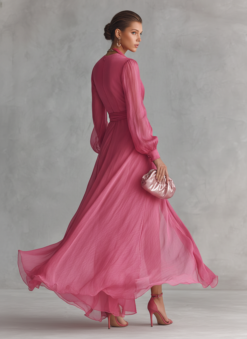 Valentine | Delicate Chiffon V-Neck Dress