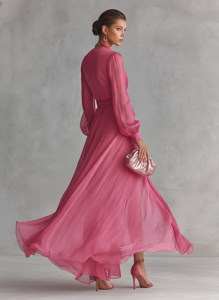 Valentine | Delicate Chiffon V-Neck Dress