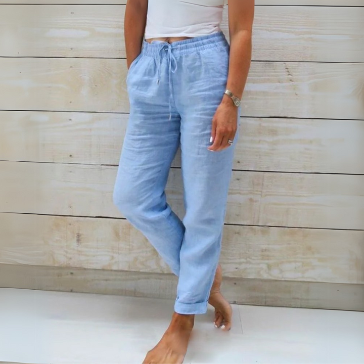 Elodie - Luxe Cotton-Linen Tailored Trousers