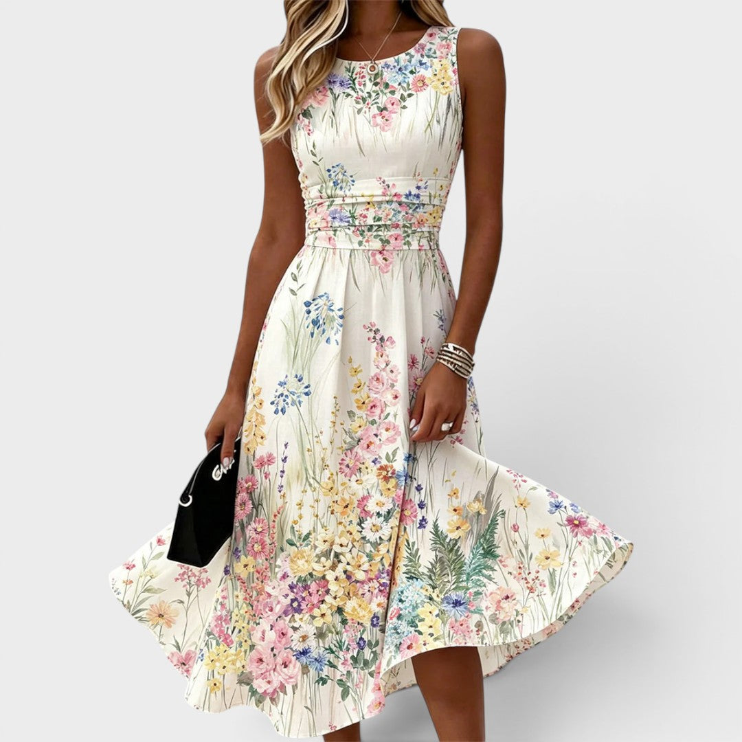 Tanya™ | Watercolor Floral Midi Dress