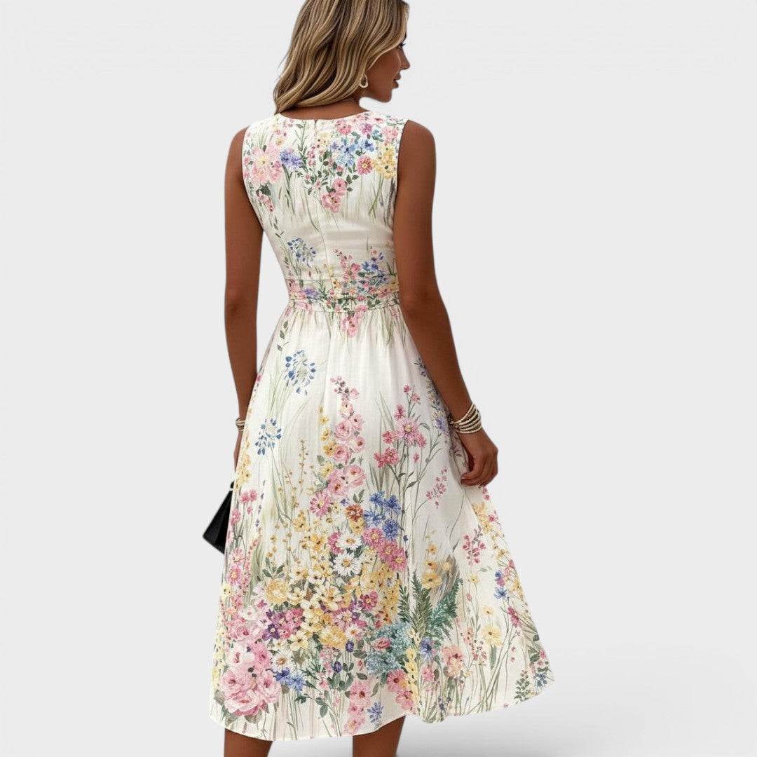 Tanya™ | Watercolor Floral Midi Dress