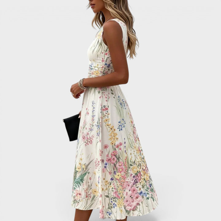 Tanya™ | Watercolor Floral Midi Dress