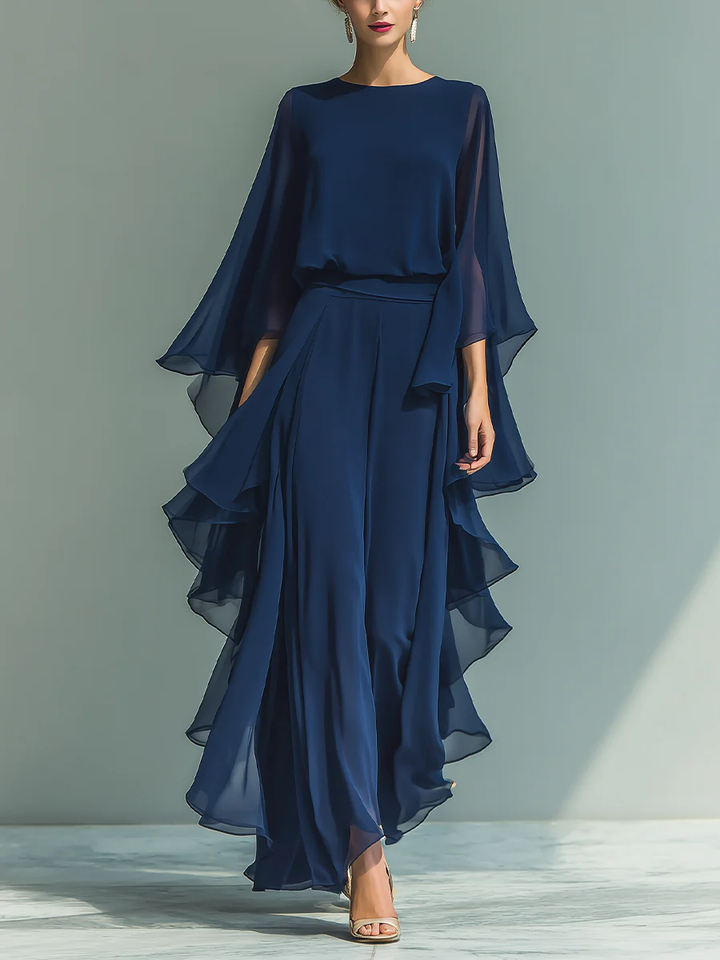 Michaela™ | Elegant Chiffon Sleeve Two-Piece Set