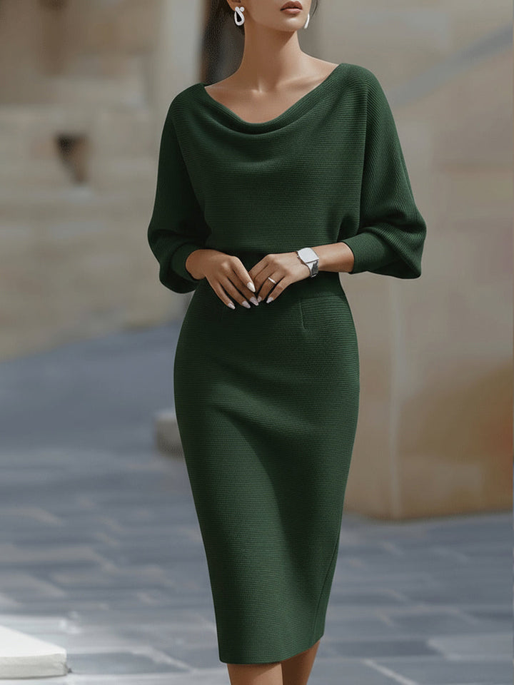 Violet & Grace | White Draped Batwing Midi Dress