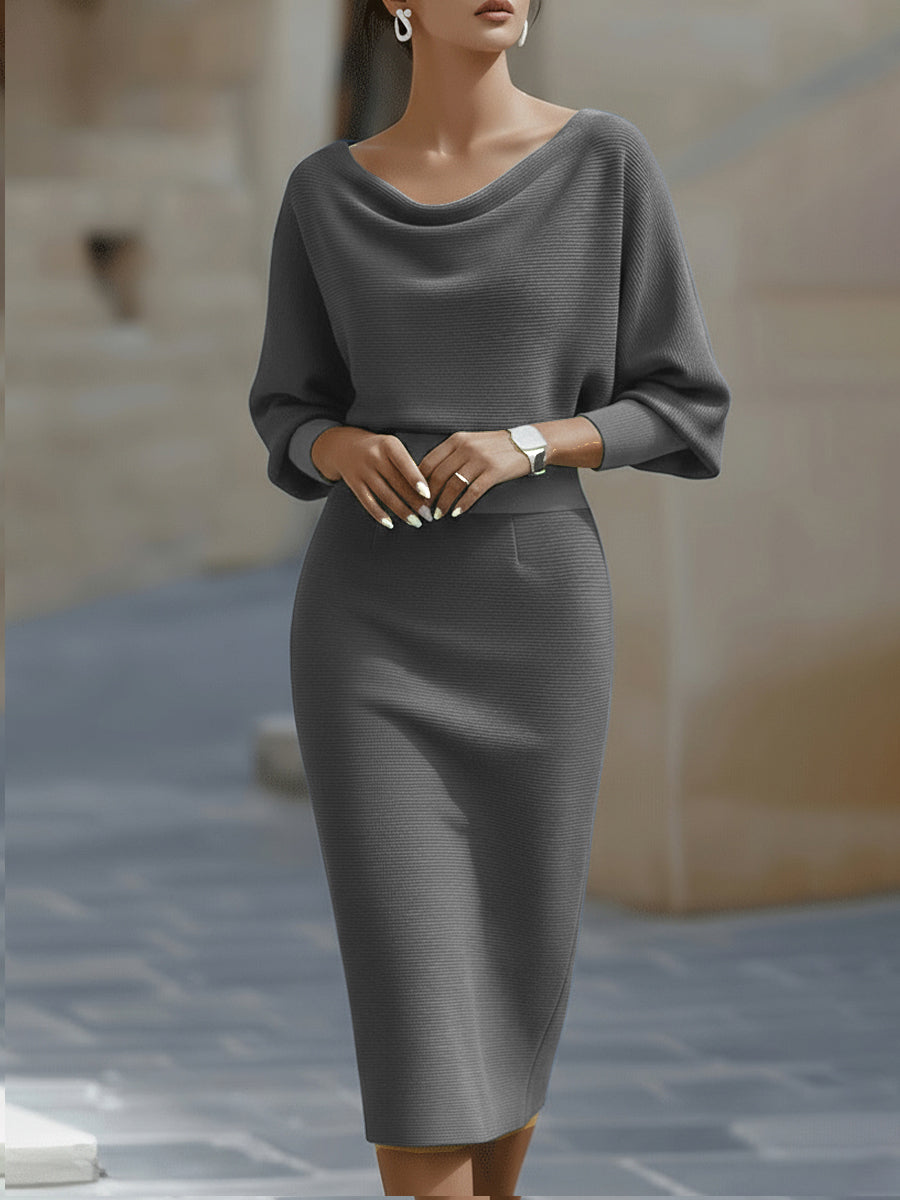 Violet & Grace | White Draped Batwing Midi Dress