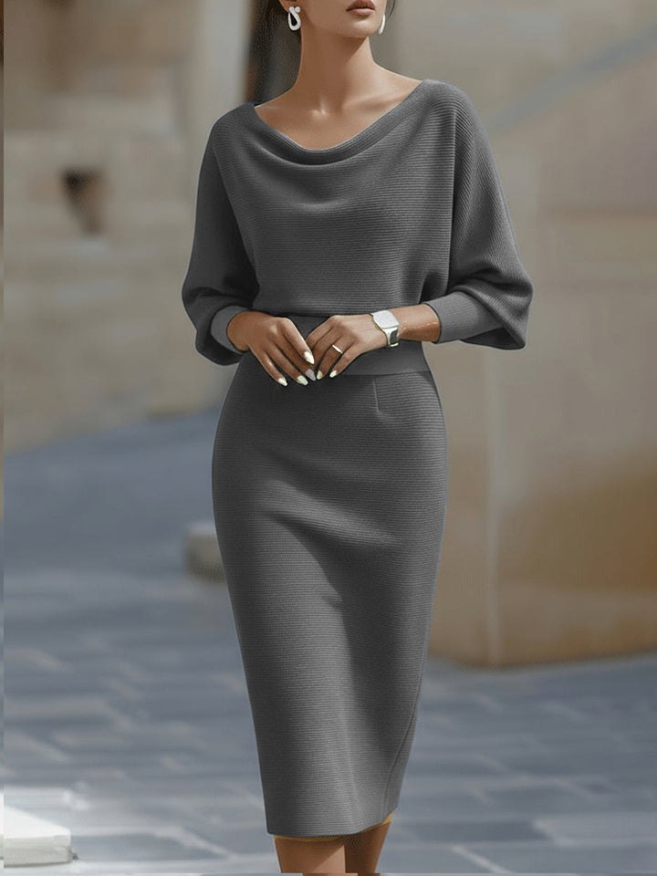 Violet & Grace | White Draped Batwing Midi Dress