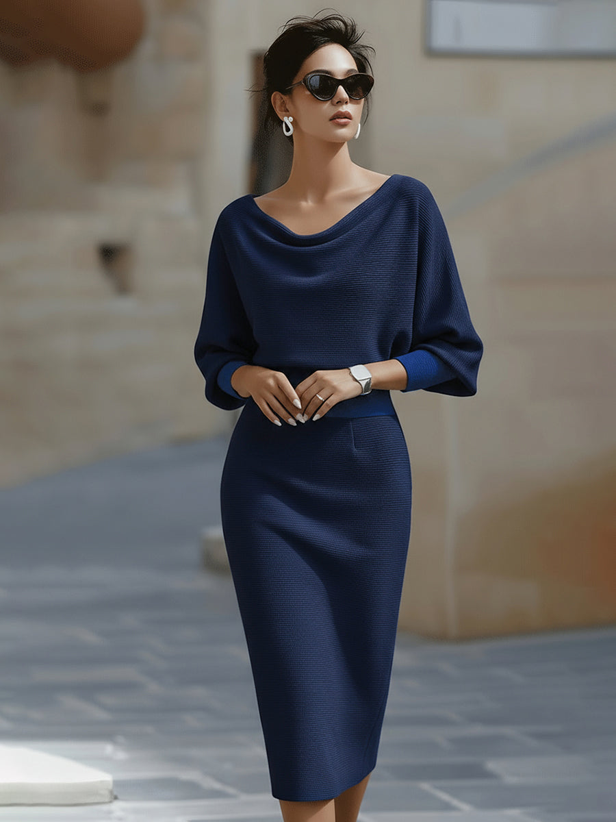 Violet & Grace | White Draped Batwing Midi Dress