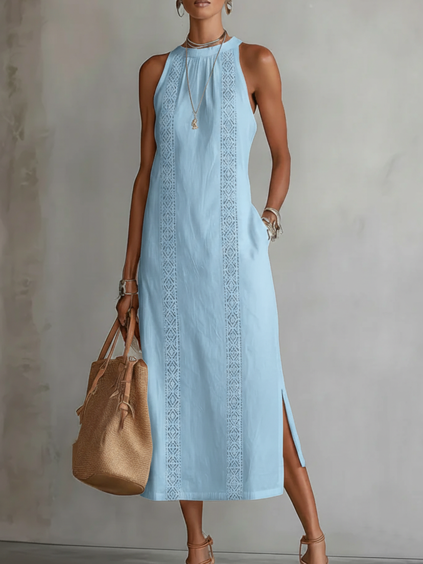 Alessandra™ | Elegant White Linen Maxi Dress