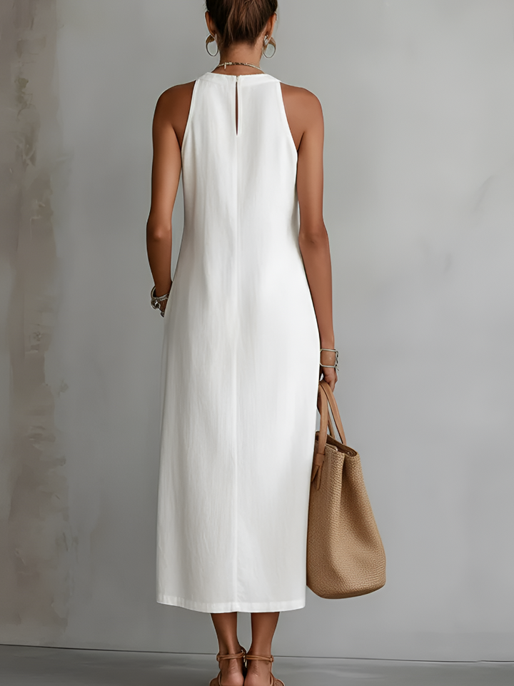 Alessandra™ | Elegant White Linen Maxi Dress
