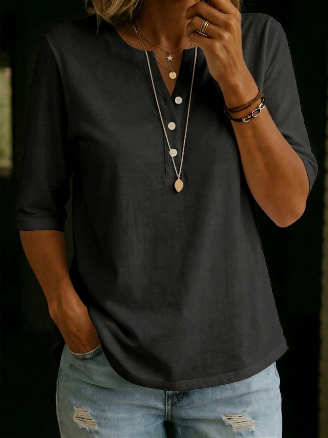 Henley™ | Comfortable Button-Neck Cotton Top