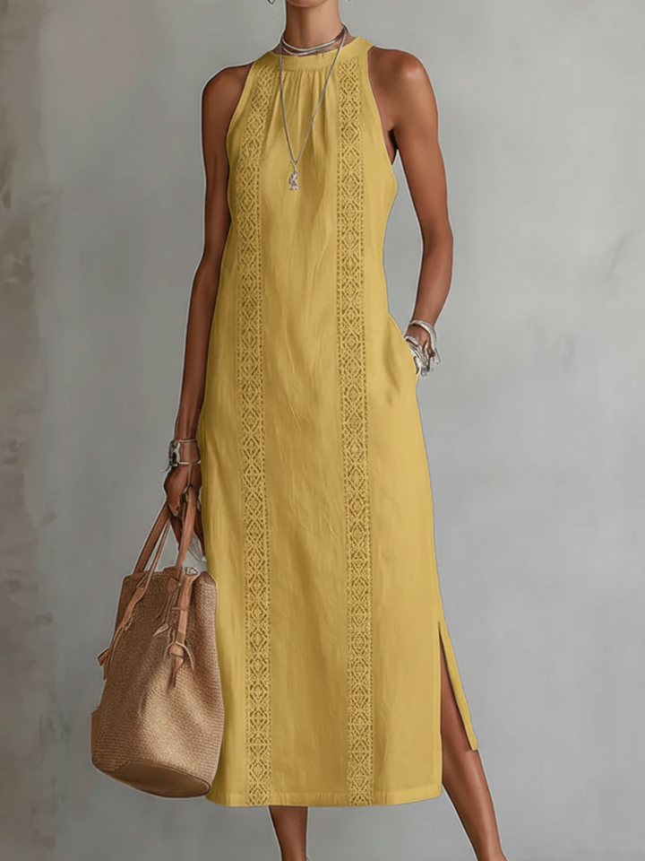 Alessandra™ | Elegant White Linen Maxi Dress
