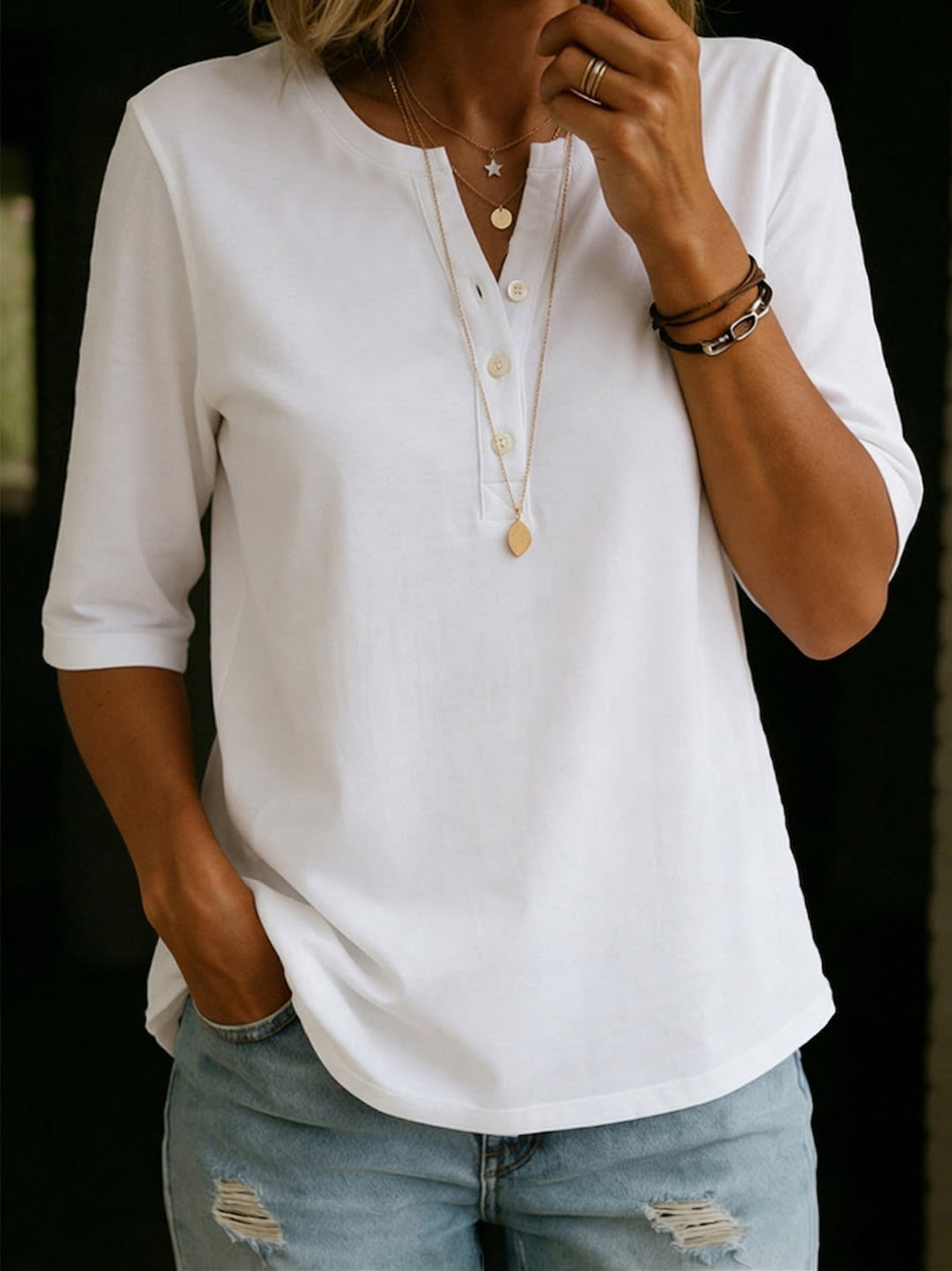 Henley™ | Comfortable Button-Neck Cotton Top