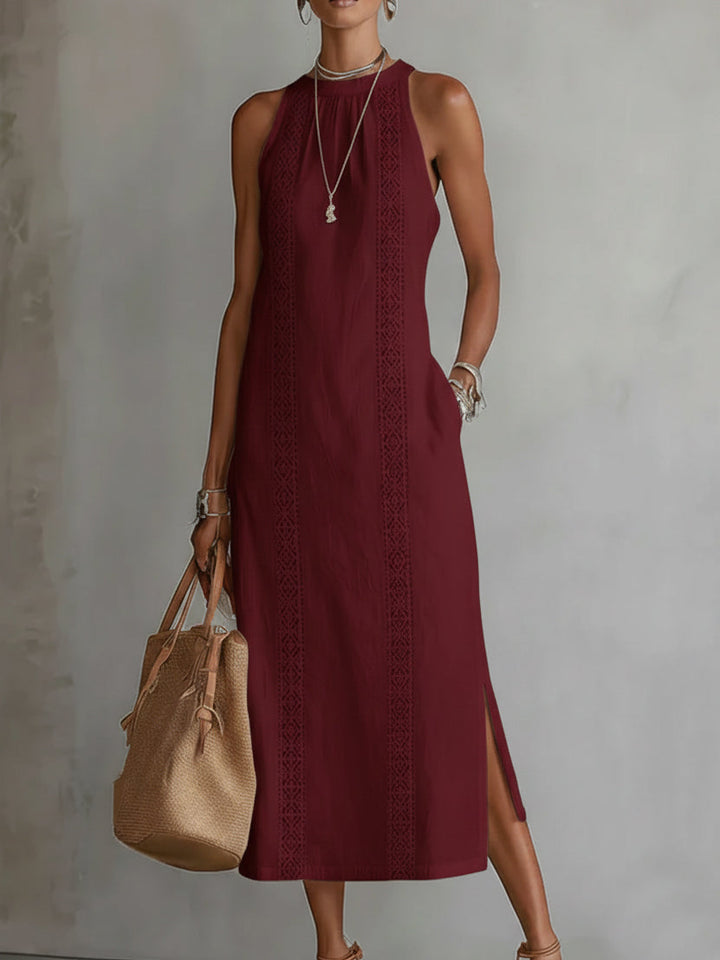 Alessandra™ | Elegant White Linen Maxi Dress